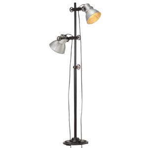 vidaXL Lampa podłogowa z 2 kloszami, srebrna, E27, żeliwo