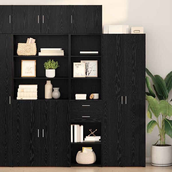 vidaXL Highboard Czarny Dąb 45 x 42,5 x 185 cm Materiał drewnopochodny