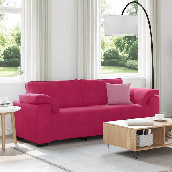 vidaXL Sofa 3-osobowa, kolorze czerwonego wina, 220x77x82 cm, aksamit