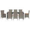 vidaXL Zestaw do jadalni w ogrodzie z poduszką 9 pcs Szary