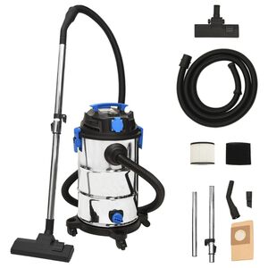 vidaXL Odkurzacz na mokro i na sucho, 1200 W, 30 L, srebrny
