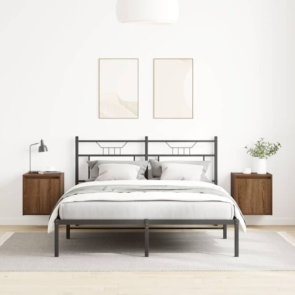 vidaXL Szafki nocne ścienne 2 szt. Brązowy dąb 38x34x40 cm