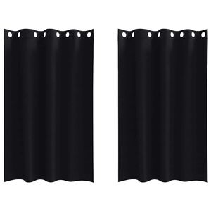 vidaXL Firany blackout z k&oacute;łkami 2 szt. Czarny 175 x 140 cm Poliester