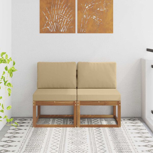 vidaXL 2 Sztuka Środkowa sofa ogrodowa Lite Drewno Akacji Naturalny