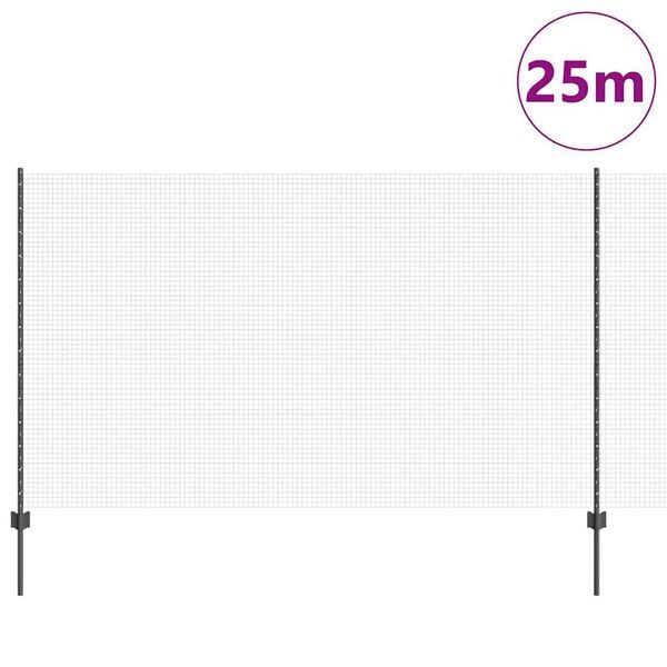 vidaXL Ogrodzenie z słupkiem Szary 1,4 x 25 m Stal i PVC