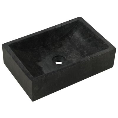 vidaXL Szafka łazienkowa z czarnymi, marmurowymi umywalkami, tek