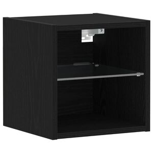 vidaXL LED Ścienny Stolik Nocny Czarny 30 x 28,5 x 30 cm