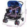 vidaXL Wózek spacerowy dla bliźniaków niebieski i czarny
