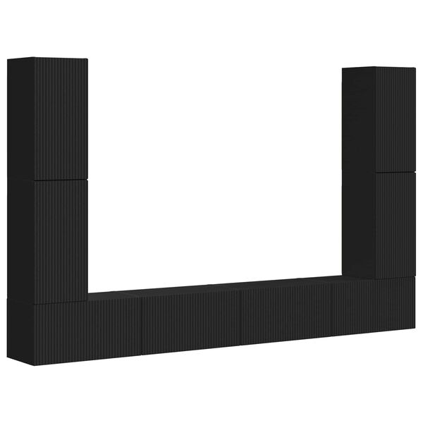 vidaXL Zestaw szafek RTV 8 pcs Czarny Materiał drewnopochodny