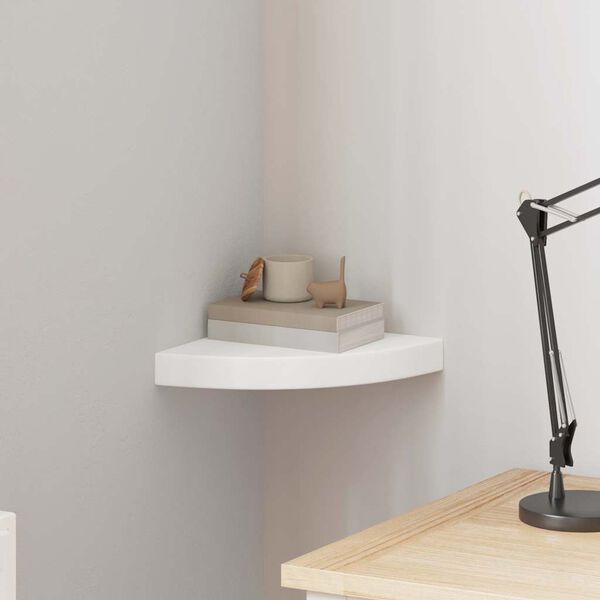 vidaXL Narożna p&oacute;łka ścienna, biała, 25x25x3,8 cm, MDF