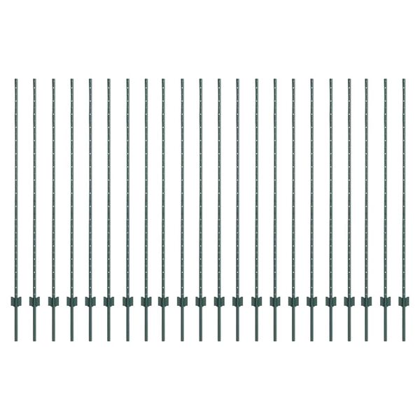 vidaXL Słupki ogrodzeniowe 22 pcs Zielony 200 cm Stal