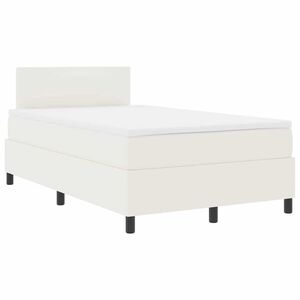 vidaXL Ł&oacute;żko z sprężyną LED Z zagł&oacute;wkiem Kremowy i Biały 120 x 190 cm