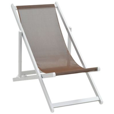 vidaXL Składane krzesła plażowe, 2 szt., aluminium i textilene, brąz