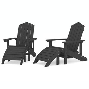 vidaXL Krzesła ogrodowe Adirondack z podn&oacute;żkami, 2 szt, HDPE, antracyt