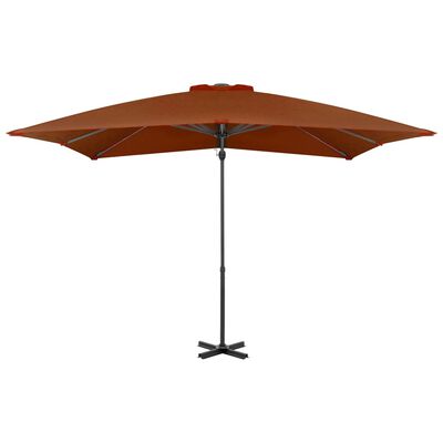 vidaXL Wiszący parasol na słupku aluminiowym, terakotowy, 250x250 cm
