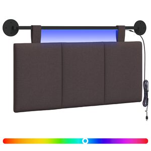 vidaXL Wezgłowie wiszące Z lampą LED Ciemny brąz tkanina