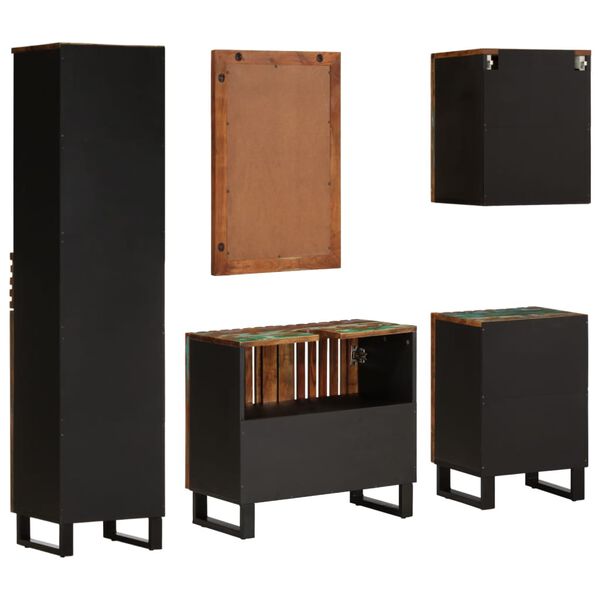 vidaXL 5-cz. zestaw mebli łazienkowych, lite drewno akacjowe