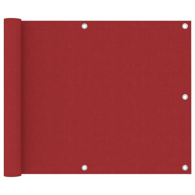 vidaXL Parawan balkonowy, czerwony, 75x600 cm, tkanina Oxford