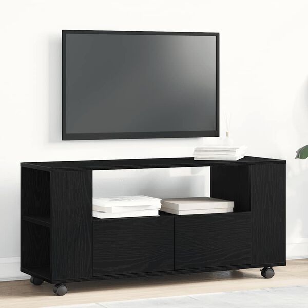 vidaXL Szafka pod TV z k&oacute;łkami, czarny dąb, 102x34,5x43 cm