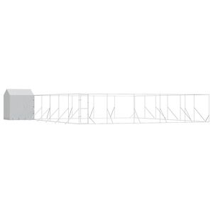 vidaXL Kojec dla psa z dachem, srebrny, 12x12x2,5 m stal galwanizowana