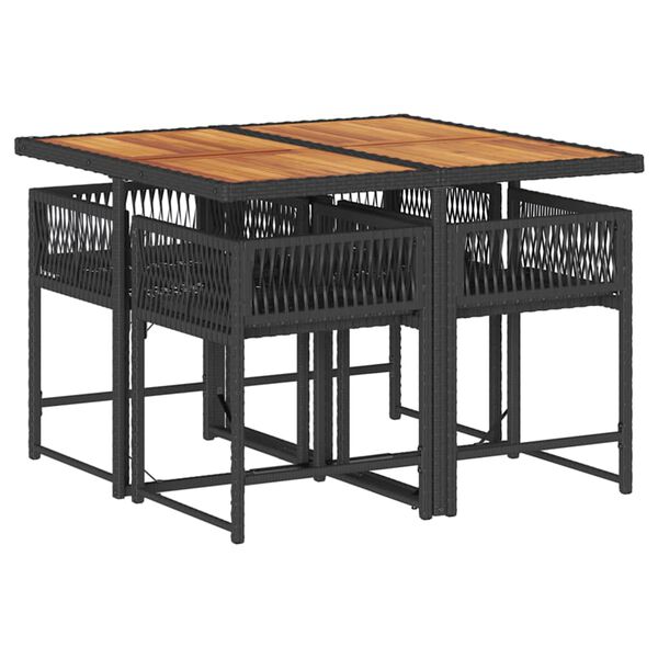 vidaXL 5-cz. zestaw mebli ogrodowych z poduszkami, czarny, polirattan