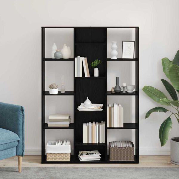 vidaXL Przesłona pokoju z p&oacute;łką Czarny Dąb 100 x 24 x 140 cm