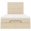 vidaXL Rama ł&oacute;żka otomana z materacem, kremowa, 120x200 cm, tkanina