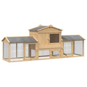 vidaXL Kurnik 3 szt. brązowy 225 x 60 x 89 cm Lite drewno sosnowe