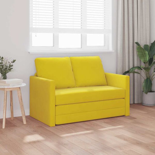 vidaXL Sofa podłogowa 2-w-1, ciemnoż&oacute;łta, 122x204x55 cm, aksamit