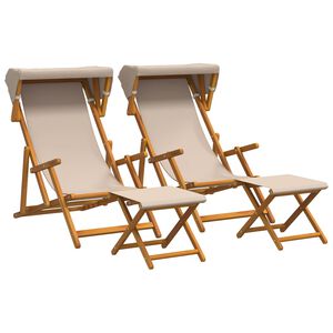 vidaXL Fotel ogrodowy 4 pcs 3 Pozycja Lite Drewno Eukaliptusowe Beżowy