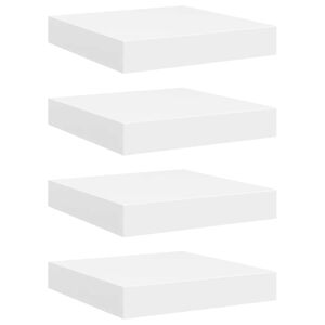 vidaXL P&oacute;łki ścienne, 4 szt., białe, 23 x 23,5 x 3,8 cm, MDF