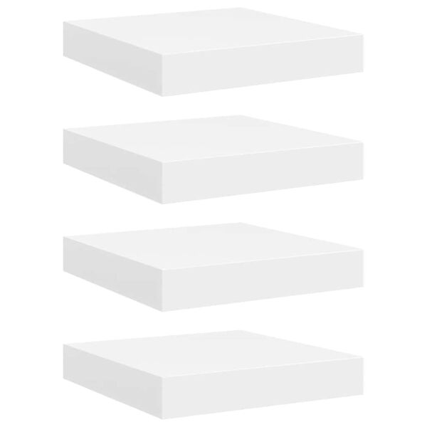 vidaXL P&oacute;łki ścienne, 4 szt., białe, 23 x 23,5 x 3,8 cm, MDF
