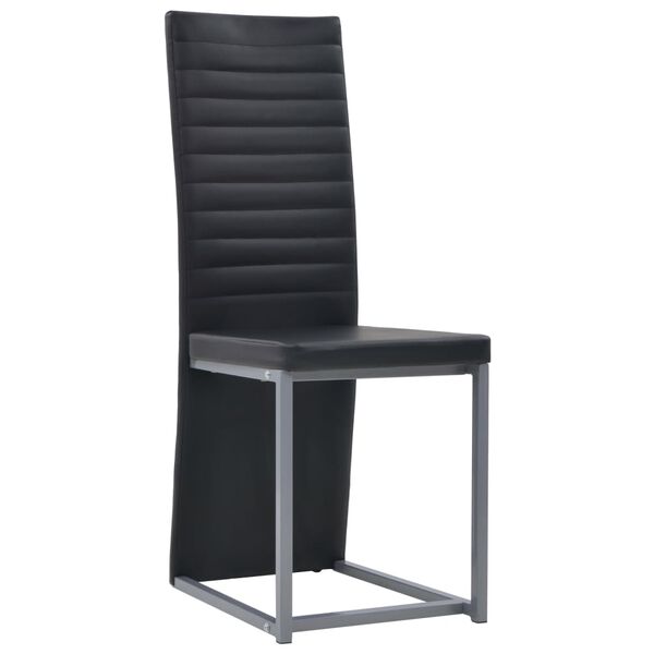 vidaXL Meble do jadalni, 5 części, ekosk&oacute;ra, stal i szkło, czarne