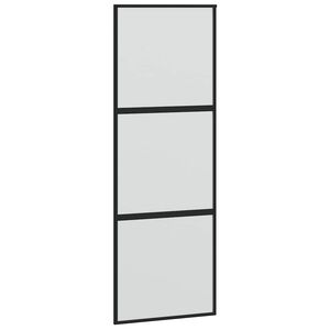 vidaXL Drzwi przesuwne, czarne, 76x205 cm, szkło hartowane, aluminium