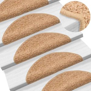 vidaXL Maty na schody 15 szt. 56x17x3 cm Beżowe p&oacute;łokrągłe