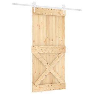vidaXL Drzwi przesuwne 95 x 210 cm Lite Drewno Sosnowe (Nieobrobione)