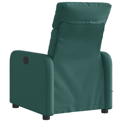vidaXL Rozkładany fotel masujący, elektryczny, ciemnozielony, tkanina