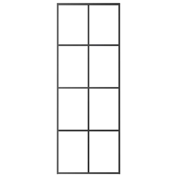 vidaXL Drzwi przesuwne, czarne, 76x205 cm, szkło ESG i aluminium