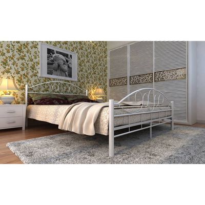 vidaXL Rama łóżka, biała, metalowa, 160x200 cm