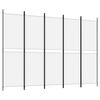 vidaXL Parawan 5-panelowy, biały, 250 x 180 cm, tkanina