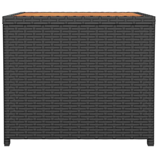 vidaXL Stolik kawowy z drewnianym blatem, czarny rattan PE i akacja