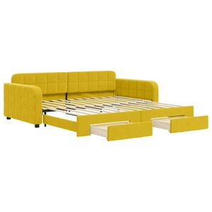 vidaXL Sofa rozsuwana z szufladami, ż&oacute;łta, 100x200 cm, aksamit