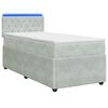 vidaXL Ł&oacute;żko Box Spring z materacem i LED jasnoszary 90 x 190 cm Welur
