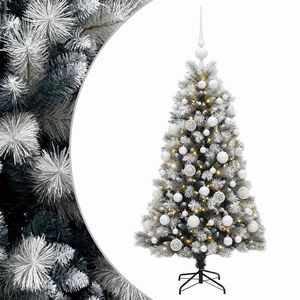 vidaXL Sztuczna choinka na zawiasach z bombkami 120 cm 150 LED