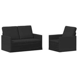 vidaXL Zestaw Sof 2 pcs Czarny tkanina