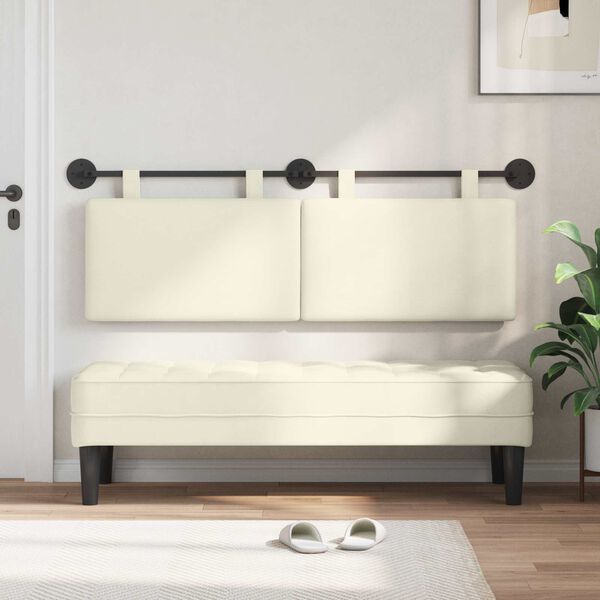 vidaXL Wisząca Głowa Gładki Kremowy 150 x 55 x 5 cm Tkanina sztruksowa