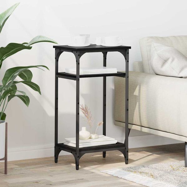 vidaXL Stolik boczny z p&oacute;łką Czarny Dąb 40 x 30 x 75 cm