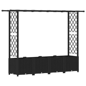 vidaXL Podniesione ł&oacute;żko z kratką i dachem Czarny 203 x 40 x 136 cm PP