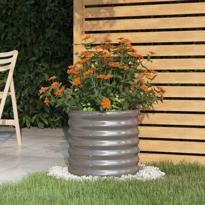 vidaXL Donica ogrodowa z malowanej proszkowo stali, 40x40x36 cm, szara