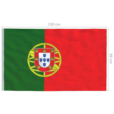 vidaXL Flaga Portugalii z aluminiowym masztem, 4 m